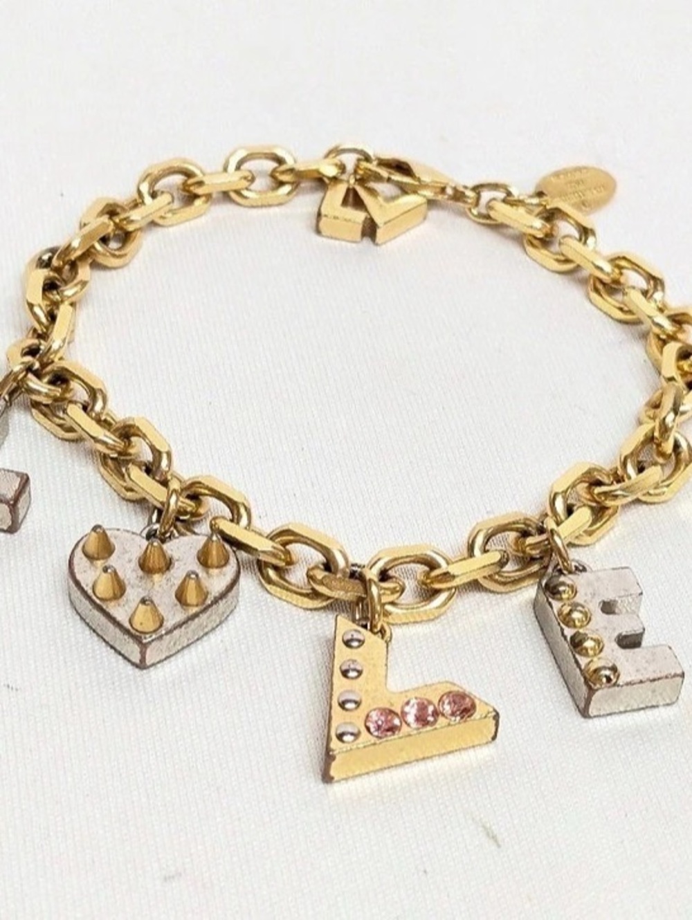 Louis Vuitton Heart Falling in Love Bracelet Charm Bracelet in Gold & Silver